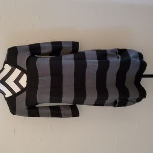 Pink Rose Black & Gray Striped Sweater Dress Med